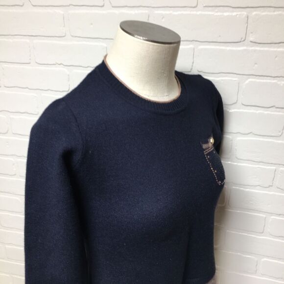 NWT FINCATI Navy Plaid Sweater Dress size Large - Picture 11 of 16